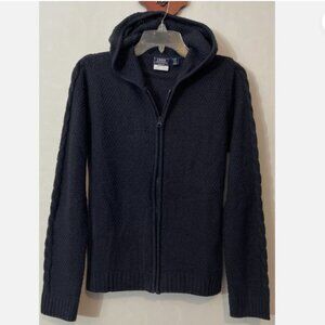 Izod Approved Schoolwear Girls XL (16) Plus Blue Knit Zip-Up Hooded Sweater